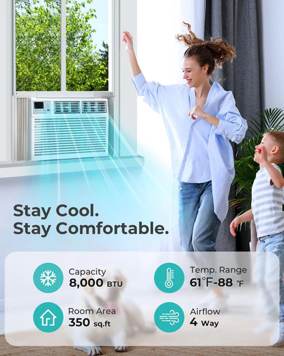 COWSAR U-Shaped Window Air Conditioner 8000-10000–12000 BTU, Quiet Smart AC with Remote & Timer, Cools 450–550 Sq.Ft.