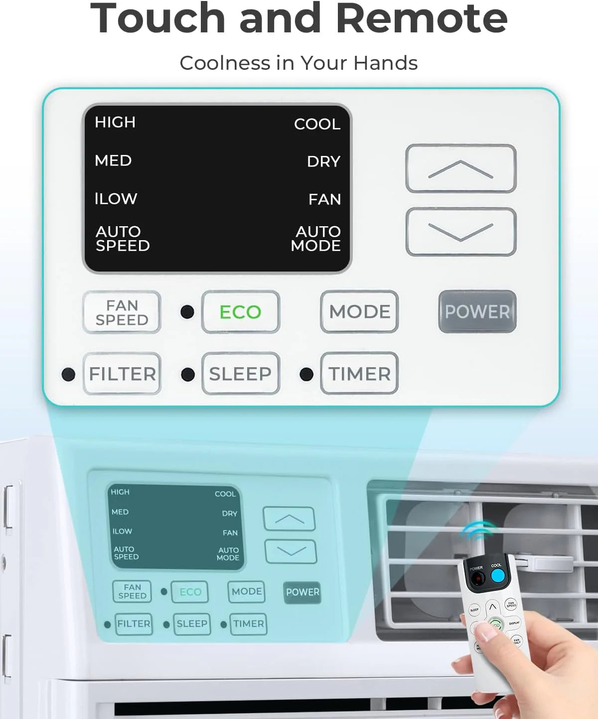 COWSAR U-Shaped Window Air Conditioner 8000-10000–12000 BTU, Quiet Smart AC with Remote & Timer, Cools 450–550 Sq.Ft.