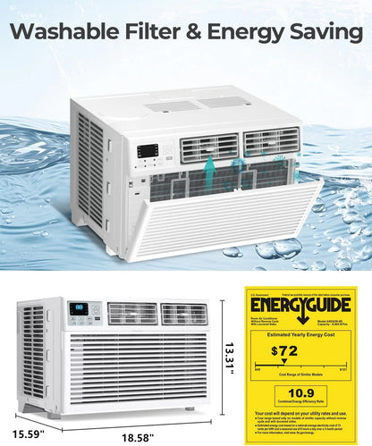 COWSAR U-Shaped Window Air Conditioner 8000-10000–12000 BTU, Quiet Smart AC with Remote & Timer, Cools 450–550 Sq.Ft.