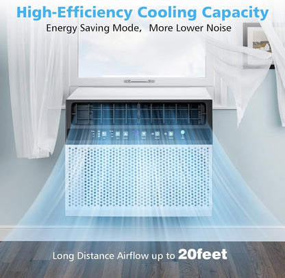 COWSAR U-Shaped Window Air Conditioner 8000-10000–12000 BTU, Quiet Smart AC with Remote & Timer, Cools 450–550 Sq.Ft.